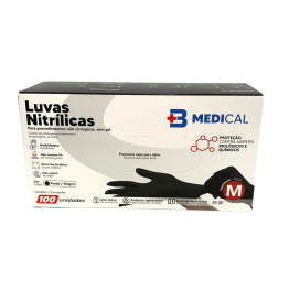 Luva Nitrilica M B.medical C/100 Preta S/po