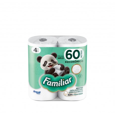 Papel Higiênico F.simples Familiar C/4 60mt (64 Rolos)