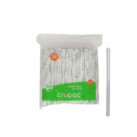 Canudo Shake 8mmx20cm Cropac C/100 Bio Sache