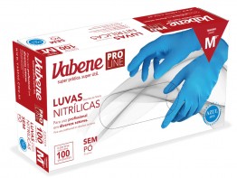 Luva Nitrilica M Vabene C/100 Azul S/po