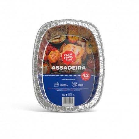 Assadeira Alumínio Oval 4200ml Faca Facil C/1