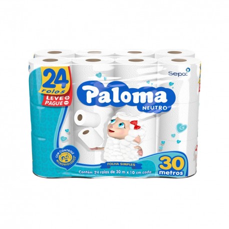 Papel Higiênico F.simples Paloma C/24rl 30mt L24/p22 (4x24)