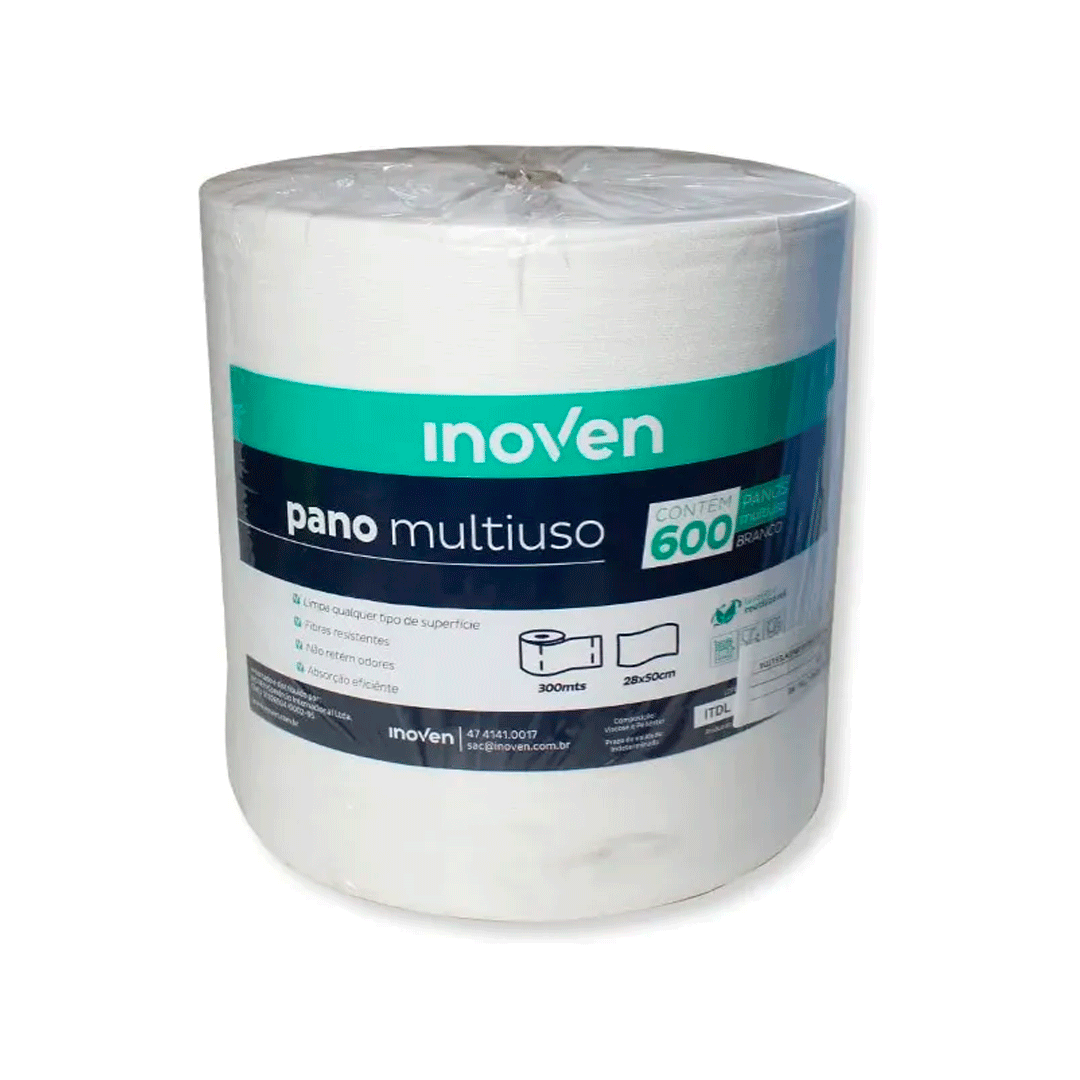 Pano Multi Uso 28cm Inoven C 600 Branco Papel Plástico Cia