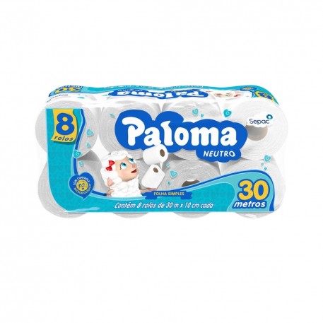 Papel Higiênico F.simples Paloma C/8rl 30mt (64 Rolos)