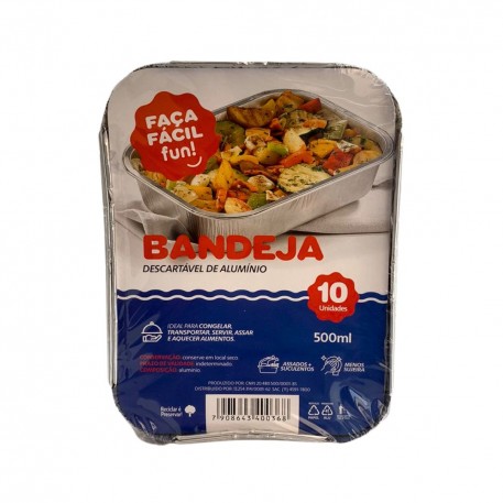 Bandeja Aluminio 500ml C/10 Faca Facil