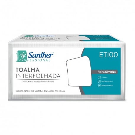 Papel Toalha Interfolha 3d 100% 21,5x22,5 Fs C/2400 Santher Eti00